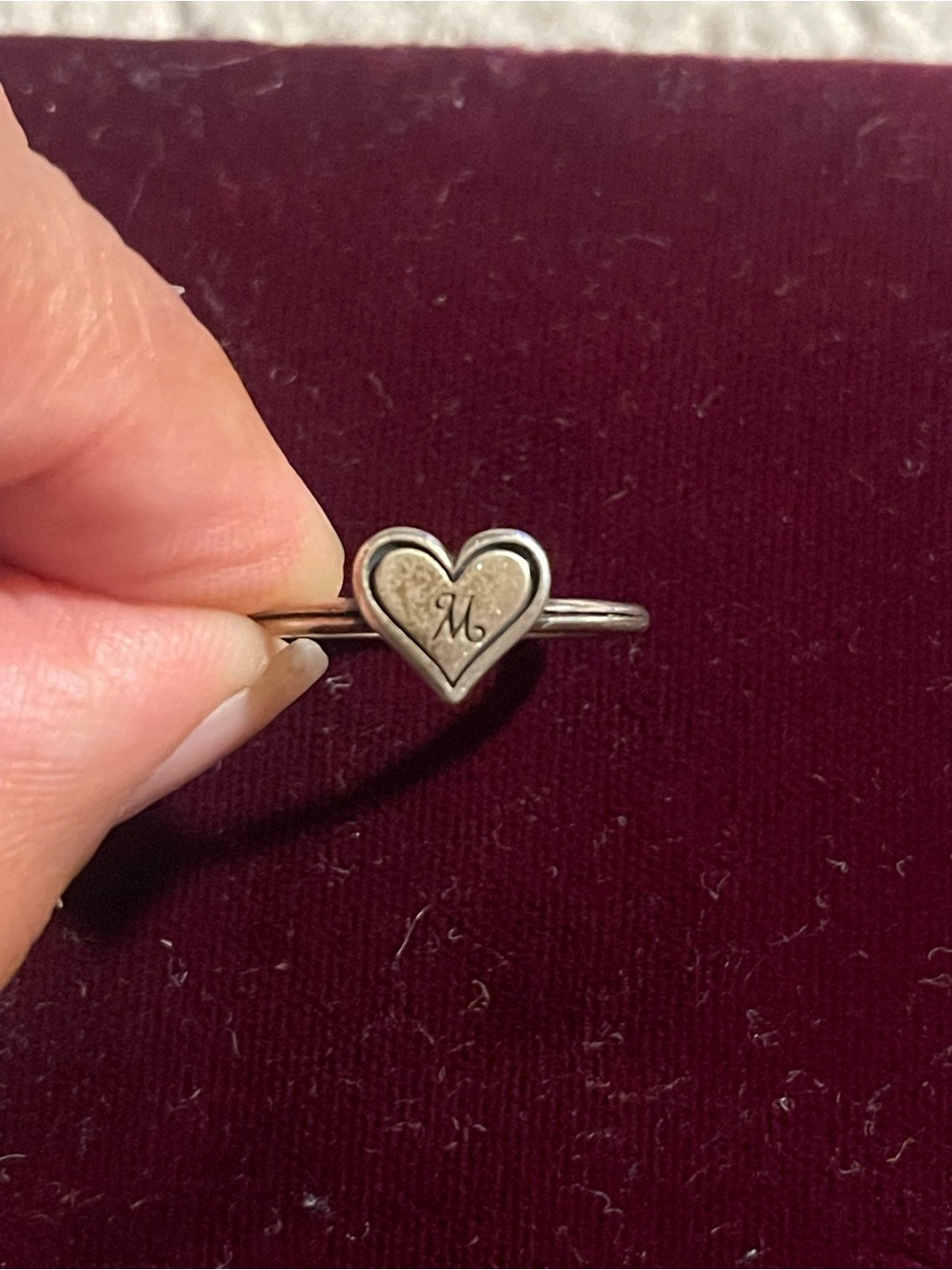 James Avery Sterling Silver Heart Initial M Ring - Silver